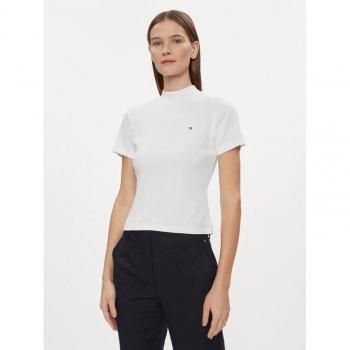 Blusa T.H. Mujer con Manga Corta y Cuello Alto Logotipo Bordado