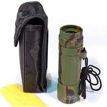 Monokular 10x25 Tarn mit Aufbewahrungstasche