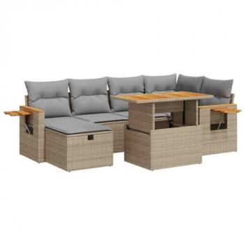 Set de Sofás de Jardín y Cojines 8 Piezas Beige
