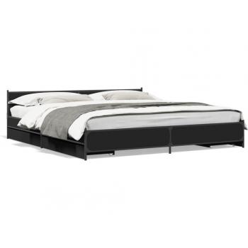 Prolenta Premium – cadre de lit noir 200x200 cm avec tiroirs (sans matelas)