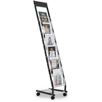 Rolling 6‑Pocket Newspaper & Literature Shelf