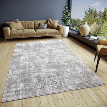 Abstract Grey Shine Design Rug – 4’ × 5.6’, Soft Pile