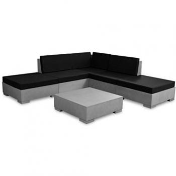 Beton Grau 6-teiliges Garten-Lounge-Set mit Polstern