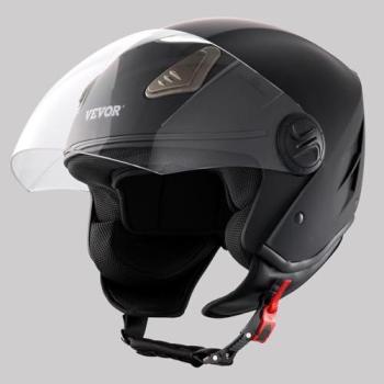 VEVOR Comfort 3/4 Motorhelm met Bluetooth‑sleuf – Zwart