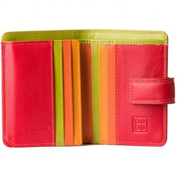 DUDU Portafoglio donna RFID piccolo di pelle colorata con porta per carte e chiusura a zip in marrone