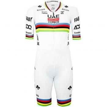 Vêtements de cyclisme UAE Team Emirates 2025 – Tadej Pogačar Champion du Monde – couleur blanche et multicolore – XL/XXL