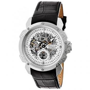 Heritor Men's Automatic Black Dial Stainless Steel and Leather Watch (Conrad Model)