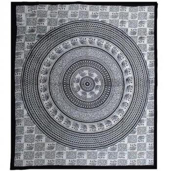 Cotton Double Sheet Set with Elephant Mandala Wall Hang