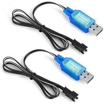 Chargeur USB 250 mAh SM‑2P – Ensemble 2 câbles – Batterie 6 V Ni‑MH – Modélisme – Bleu