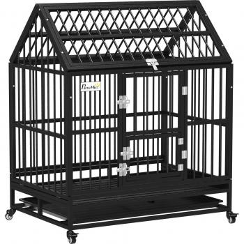 GaliBest Heavy Duty Dog Crate on Wheels with Removable Tray and Openable Top