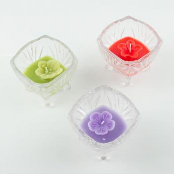 Vela de cristal con diseño de flores, 8x6 cm, color mármol, unidad: 1 uds