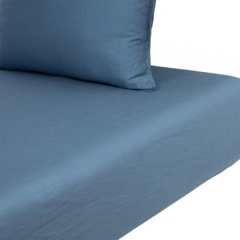 Drap housse vert Palerme en satin de coton lavé 180 x 200 cm