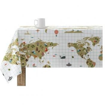 Mantel De Mesa Resinado Con Mapa Mundial 300x140 Cm