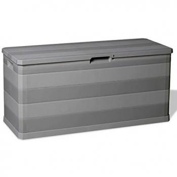 Grey Outdoor Storage Box Garden Patio Deck Shed Tool Chest Bench Seat