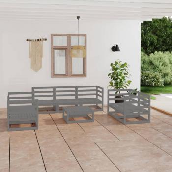 VidaXL 8 Piece Garden Furniture Set Grey Solid Pinewood