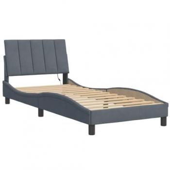 LED Bed Frame Dark Grey Velvet 90x190 cm