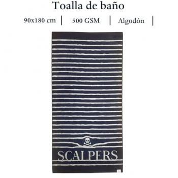 Toalla de playa 90x180cm 100% Algodón 500GSM Azul Marino a Rayas Scalpers Home