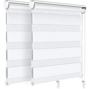 White Day‑Night Zebra Roller Blinds – 2 Pack, 90×150 cm