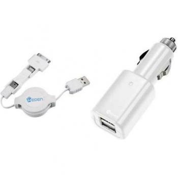 Adaptateur allume-cigare 3 en 1 avec ports Micro-USB et Lightning pour iPhone 4/4S/5/5S Heden ACCHAC3E12