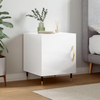 Mesita Noche Alto Brillo Blanca 40x40x50 cm MDF
