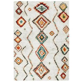 Tappeto Shaggy Stile Berbero Sweeek Crema con Accenti di Colori