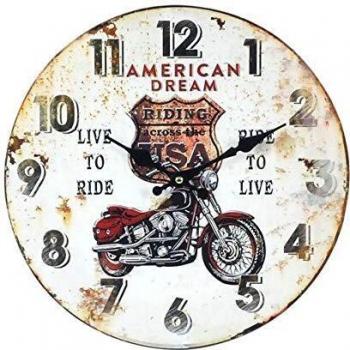 Reloj Pared 34Cm Estilo Vintage Moto American Dream