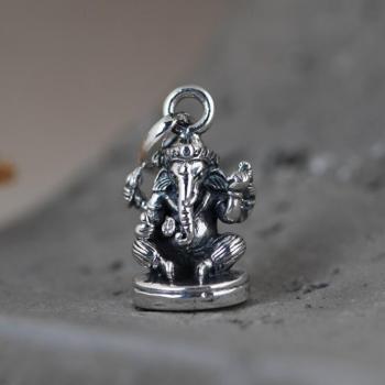 925 Sterling Silver Ganesh Buddha Pendant – Tibetan Good‑Luck Elephant Amulet