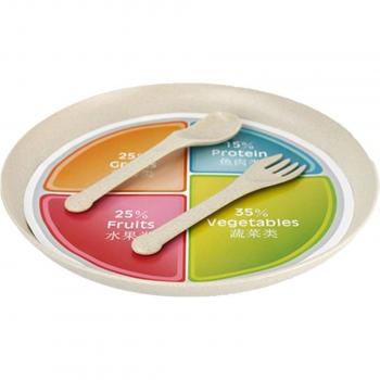 Plateau de nourriture pour enfants 4 compartiments en paille de blé