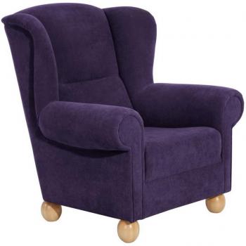 Ohrensessel Monarch in violem Velours – Max Winzer Edition