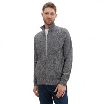 TOM TAILOR Herren Strickjacke, Reißverschluss, blau
