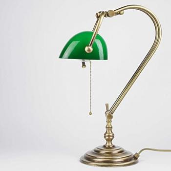 Grüne Schreibtischlampe LAMPADE MINISTERO – Designerbanker aus Echtmessen-Glas