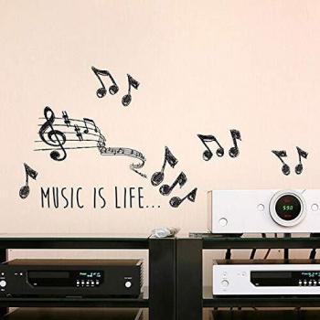 Sticker little music is life crea arreda adesivo murale frasi famose 15x31 cm