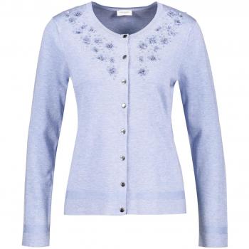 Gerry Weber Lässige Strickjacke mit Steinchen – Blau‑Mélange, Größe 42
