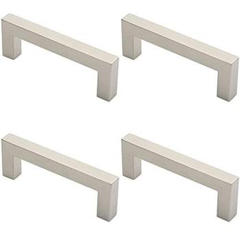 4‑Piece Metallic Loop Square Mitered Door Pull – 169 × 19 mm, 150 mm Fixing Centers – Satin Steel