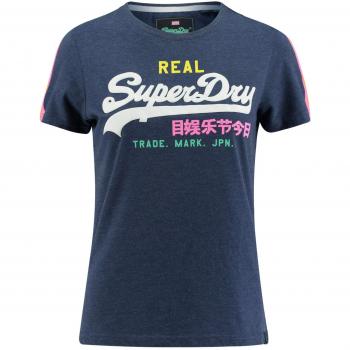 Superdry Damen T-Shirt V Logo Sleeve Stripe Entry Tee