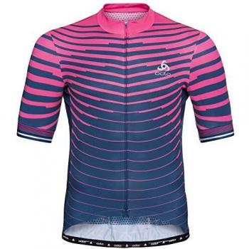 Camiseta Odlo Zeroweight para Hombre, Cuello Alto S/S y Cremallera Completa, Color Rote Beete Lila-Estate Azul, Talla XL