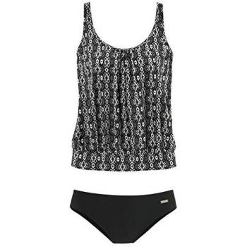 Lascana Damen Tankini Oversize, Schwarz bedruckt, Größe 54