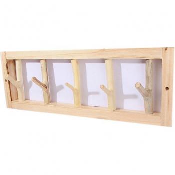 Wooden Coat Rack with 5 Hooks