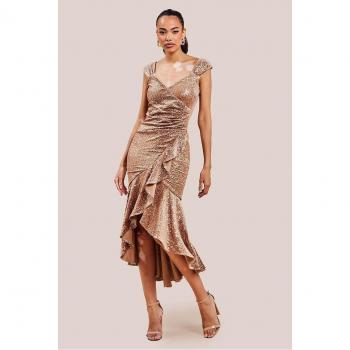 Sequin & Velvet Bardot High Low Midaxi Dress