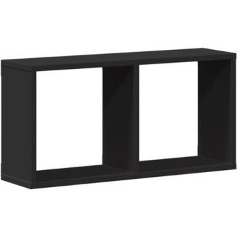 Armoire murale suspendue noire, 60 × 16 × 30 cm, bois d’ingénierie