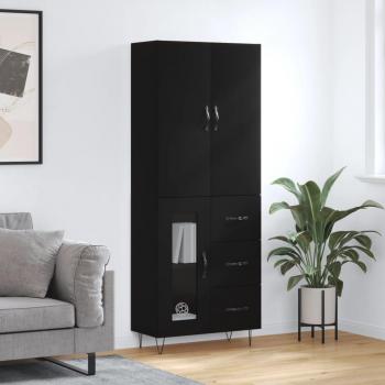 Armário de Madeira Preto 69,5x34x180 cm
