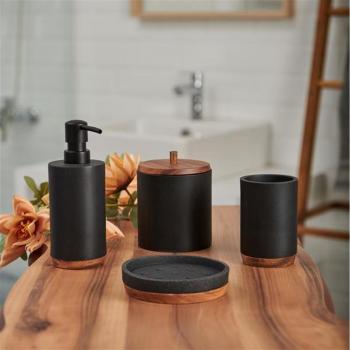 Set di Accessori per il Bagno AquaLuna 4 Pezzi Colore Nero 7x7x18.7 cm