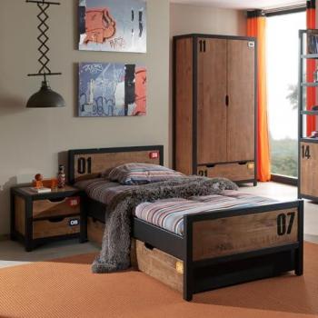Chambre TCHAD en Pin Massif 90x200cm avec Armoire