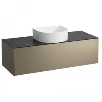 Tiroir de rangement LAUFEN Sonar, 117,5x34x45,5cm, découpe au centre, couleur Titan/Nero Marquina
