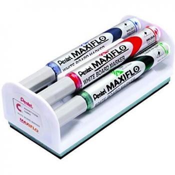Pentel maxifló set borrador magnético para pizarra blanca + 4 rotuladores colores