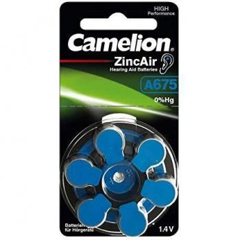 Lot de 6 piles bleues pour appareil auditif Camelion A675