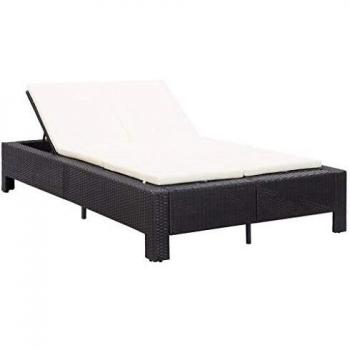 VidaXL 2-Personen-Sonnenliege Schwarz Poly Rattan