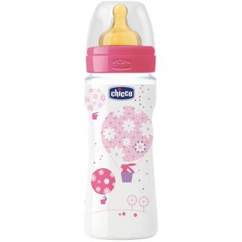 Chicco Biberón Boca Ancha Caucho Rosa +2 Meses 330 ML
