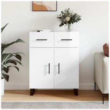 JINLEFU Weißes Sideboard mit Hochglanz-Finish