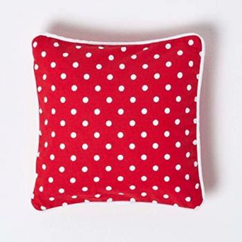 Red Cotton Polka Dots Cushion Cover